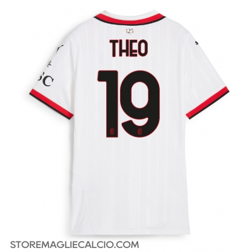 AC Milan Theo Hernandez #19 Maglia Gara Trasferta Repliche 2024-25 Donna Maniche Corte AC Milan Theo Hernandez #19 Maglia Gara Trasferta Repliche 2024-25 Donna Maniche Corte